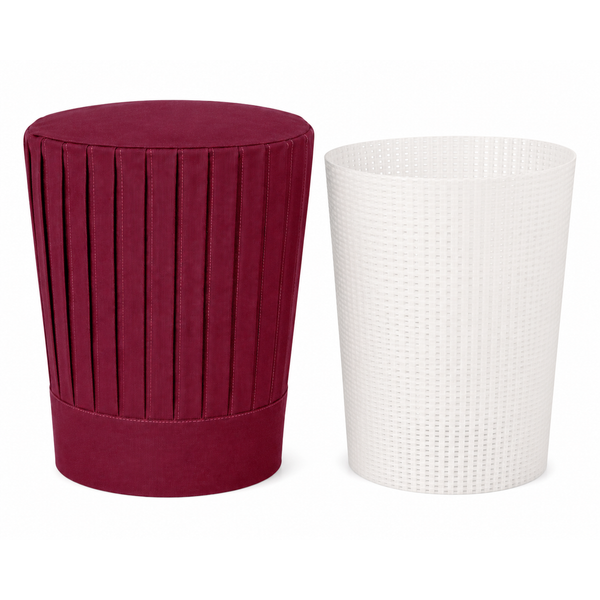 Two-Piece Hibachi Chef Hat Sets together, one burgundy chef tall hat and one Hat support insert