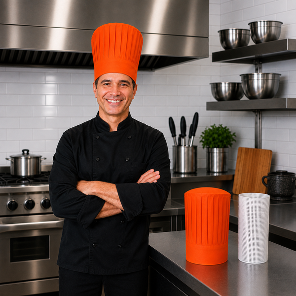 Orange Durable support net for professional tall chef hats