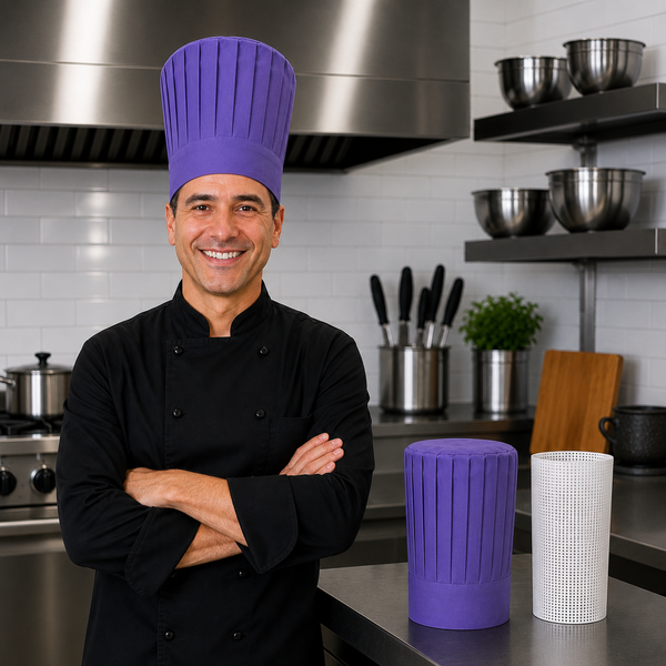 Purple Tall chef hat support insert net for hibachi and teppanyaki chefs