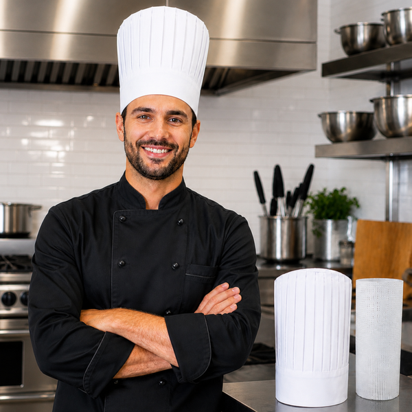 White Tall Chef Hat with Support Insert Net for Hibachi, Teppanyaki and Restaurant Chefs