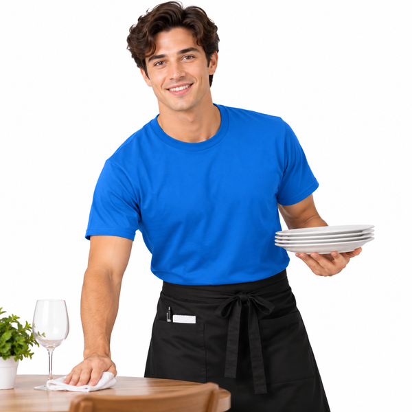 Royal blue restaurant server crew neck shirt