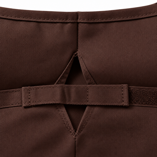 Brown garrison chef hat with white piping for restaurant staff