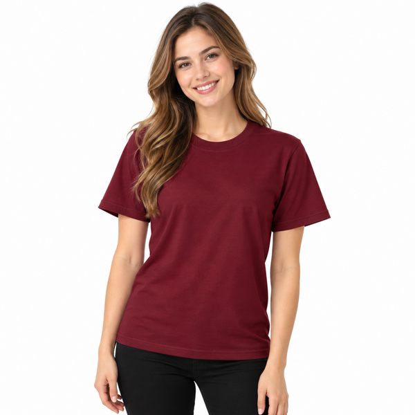Burgundy restaurant staff short sleeve T-shirt for waitress