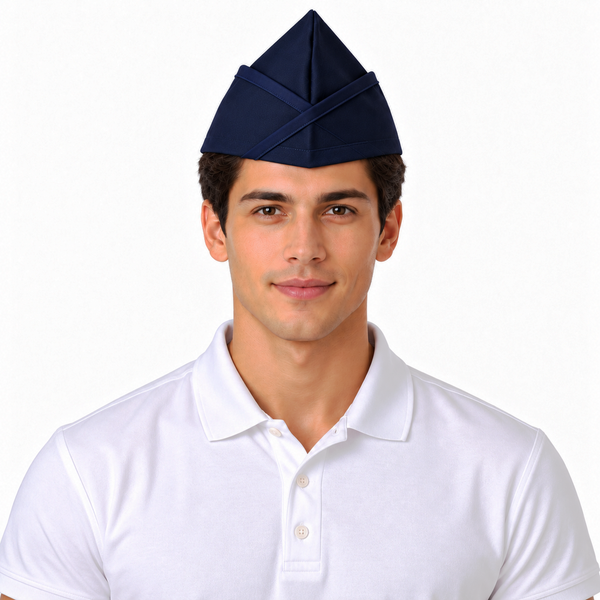 Dark blue garrison chef hat for restaurant Waiter