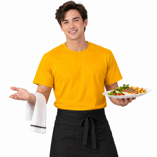 gold color restaurant staff T-shirt for waiter