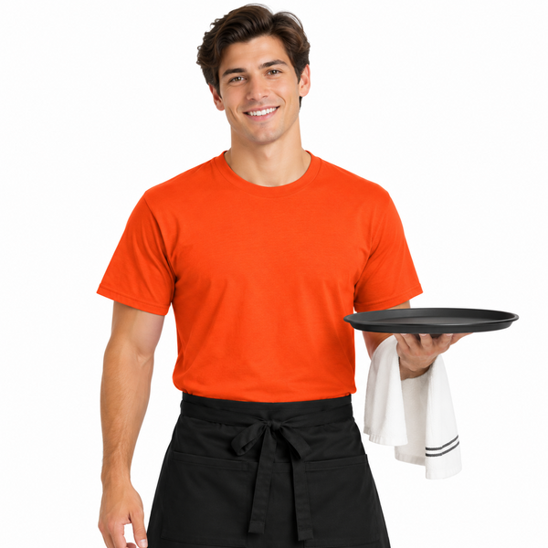 Orange restaurant staff uniform shirt