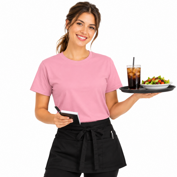 Pink restaurant employee crew neck T-shirt