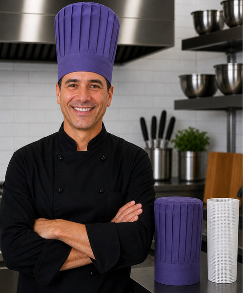 Purple Tall chef hat support insert net for hibachi and teppanyaki chefs