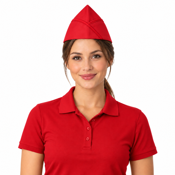 Red garrison chef hat for restaurant and pizza place