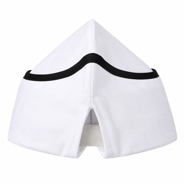White garrison chef hat with black piping for restaurant chef uniforms