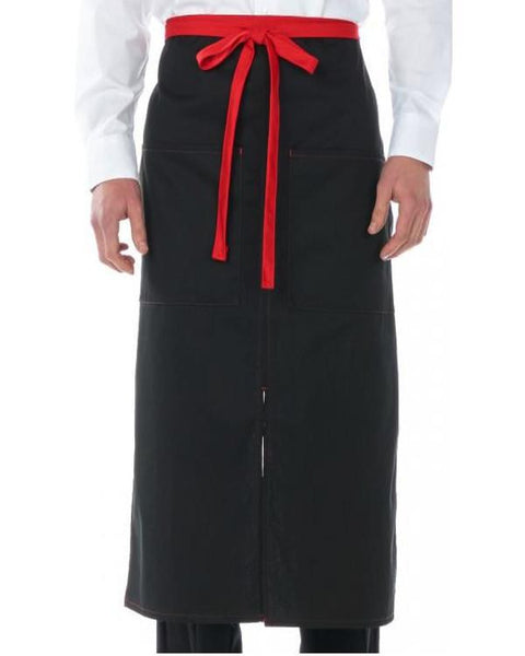 High-Quality Split Bistro Apron with Red Color Blocked