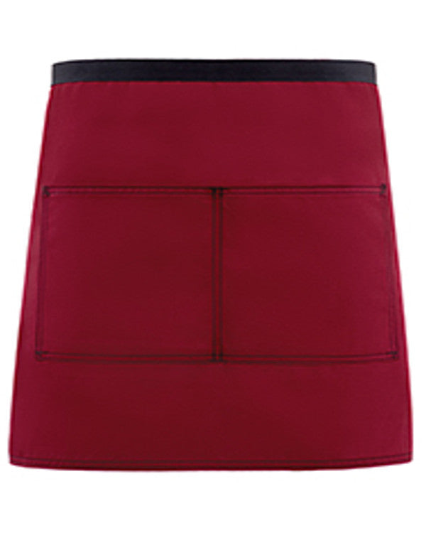 bistro apron, half bistro apron, burgundy and black bistro apron