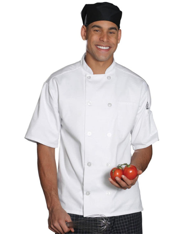 white chef coat, short sleeve chef coat