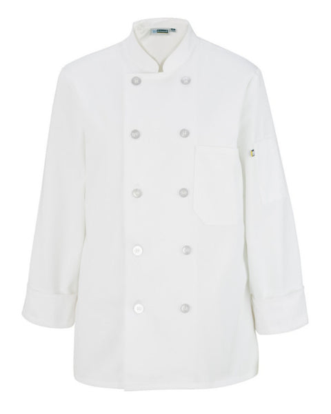 white ladies chef coat, white ladies long sleeve chef coat, women's chef coat