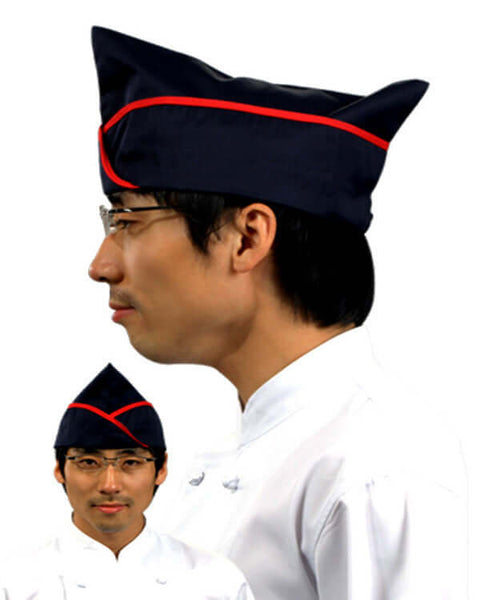chef garrison hat, black and red garrison hat, chef hat
