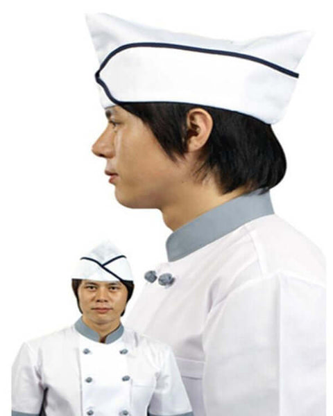 chef garrison hat, white and black garrison hat, garrison hat