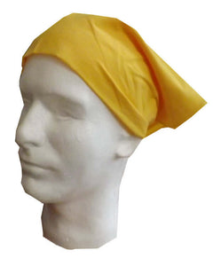 yellow head wrap, bandanna-style wrap, server head wrap
