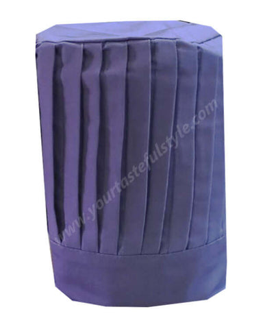 Purple chef pleated hat, fabric chef tall hat, Culinary school chef tall hat, event chef tall hat