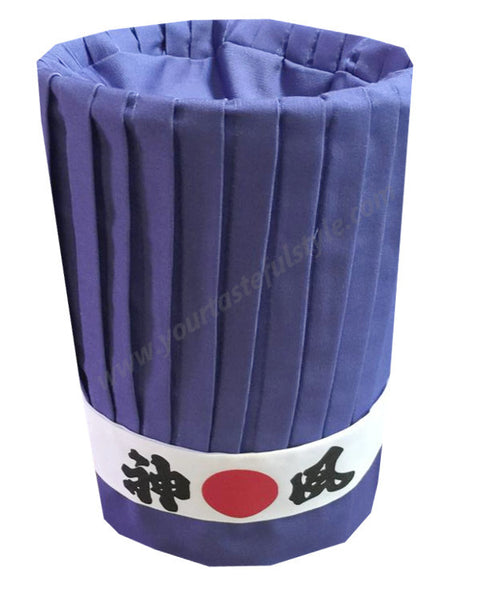 Purple chef tall hat set, purple chef tall hat, Japanese headband, Chef necktie