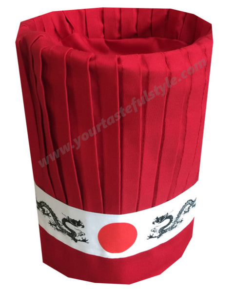 red hibachi chef tall hat set, red chef tall hat set